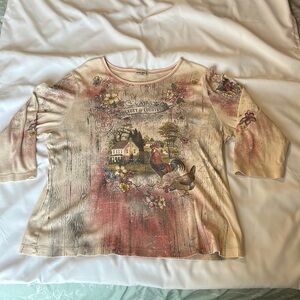 Vintage Studio Gem Beauty of Country Farmhouse Shirt Y2K Studded